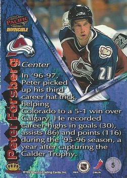 1997-98 Pacific Invincible - Attack Zone #5 Peter Forsberg Back