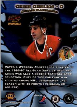 1997-98 Pacific Invincible - Feature Performers #6 Chris Chelios Back