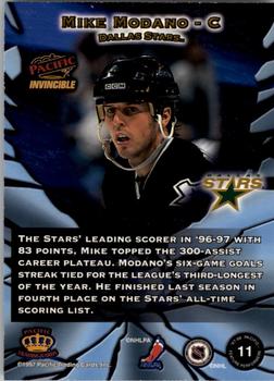 1997-98 Pacific Invincible - Feature Performers #11 Mike Modano Back