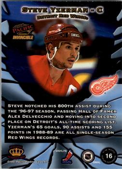 1997-98 Pacific Invincible - Feature Performers #16 Steve Yzerman Back