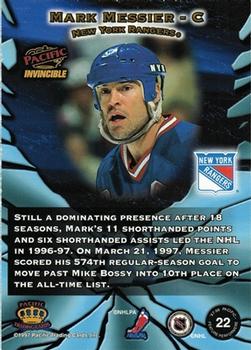 1997-98 Pacific Invincible - Feature Performers #22 Mark Messier Back
