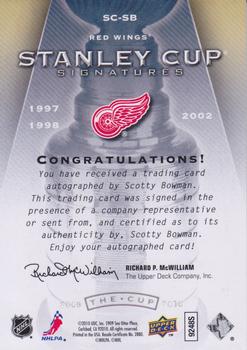 2009-10 Upper Deck The Cup - Stanley Cup Signatures #SC-SB Scotty Bowman  Back