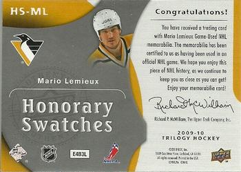 2009-10 Upper Deck Trilogy - Honorary Swatches #HS-ML Mario Lemieux  Back