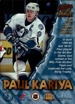 1997-98 Pacific Paramount #2 Paul Kariya Back