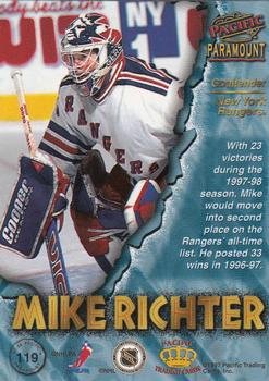 1997-98 Pacific Paramount #119 Mike Richter Back
