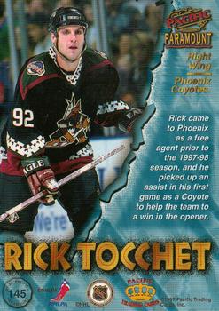 1997-98 Pacific Paramount #145 Rick Tocchet Back