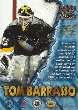 1997-98 Pacific Paramount #147 Tom Barrasso Back