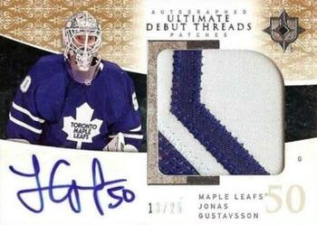 2009-10 Upper Deck Ultimate Collection - Debut Threads Patches Autographs #SDT-JG Jonas Gustavsson  Front