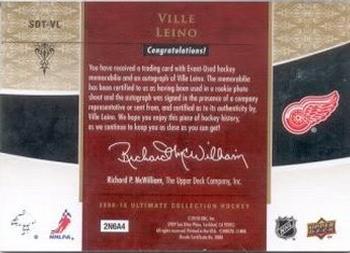 2009-10 Upper Deck Ultimate Collection - Debut Threads Patches Autographs #SDT-VL Ville Leino  Back