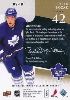2009-10 Upper Deck Ultimate Collection - Ultimate Signatures #US-TB Tyler Bozak  Back