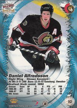 1997-98 Pacific Revolution #92 Daniel Alfredsson Back