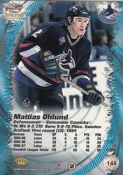 1997-98 Pacific Revolution #144 Mattias Ohlund Back