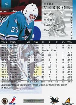 1997-98 Pinnacle #36 Mike Vernon Back