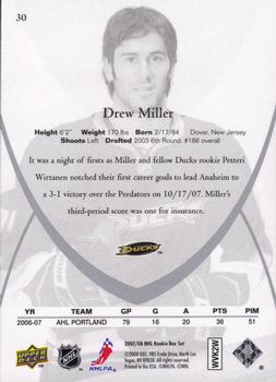 2007-08 Upper Deck Rookie Class Box Set #30 Drew Miller Back