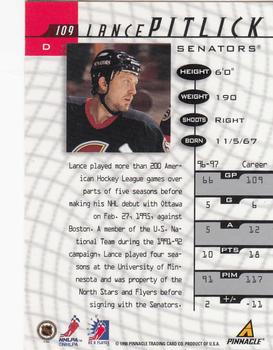 1997-98 Pinnacle Be a Player #109 Lance Pitlick Back