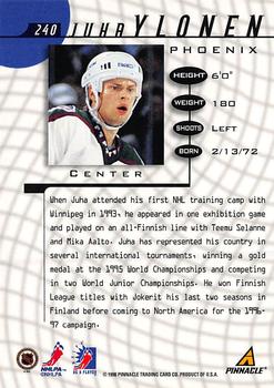 1997-98 Pinnacle Be a Player #240 Juha Ylonen Back