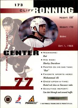 1997-98 Pinnacle Inside #173 Cliff Ronning Back