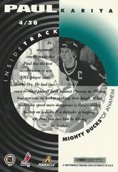 1997-98 Pinnacle Inside - Inside Track #4 Paul Kariya Back