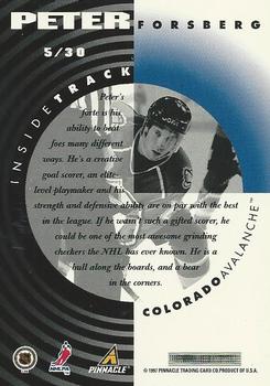 1997-98 Pinnacle Inside - Inside Track #5 Peter Forsberg Back