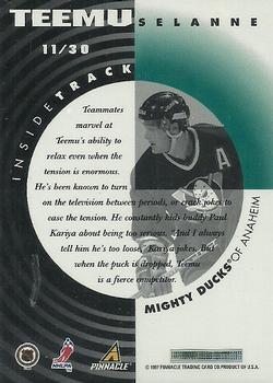 1997-98 Pinnacle Inside - Inside Track #11 Teemu Selanne Back