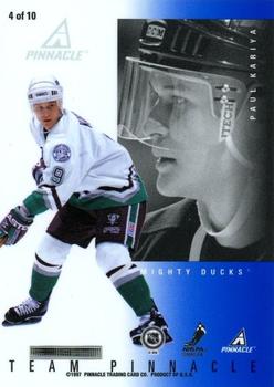 1997-98 Pinnacle - Team Pinnacle Dufex Front #4 Wayne Gretzky / Paul Kariya Back