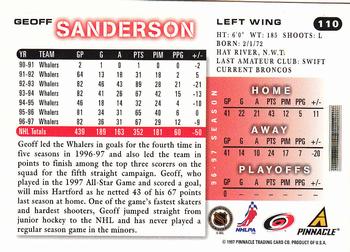 1997-98 Score #110 Geoff Sanderson Back