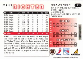 1997-98 Score #11 Mike Richter Back