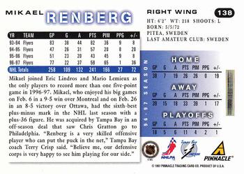 1997-98 Score #138 Mikael Renberg Back