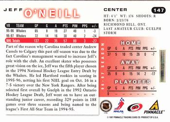 1997-98 Score #147 Jeff O'Neill Back