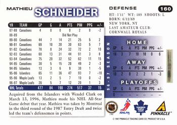 1997-98 Score #160 Mathieu Schneider Back
