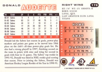 1997-98 Score #179 Donald Audette Back