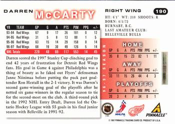 1997-98 Score #190 Darren McCarty Back