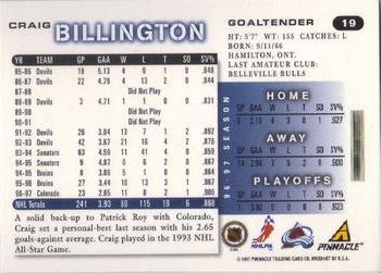 1997-98 Score #19 Craig Billington Back