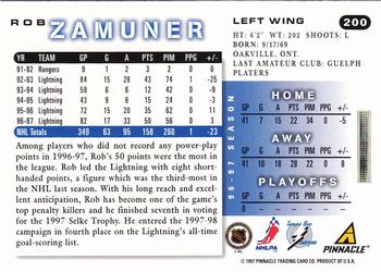 1997-98 Score #200 Rob Zamuner Back