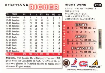 1997-98 Score #213 Stephane Richer Back