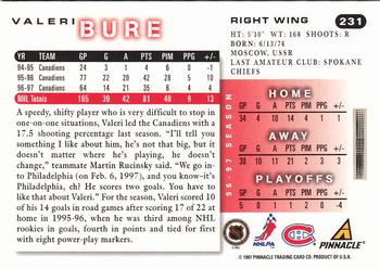 1997-98 Score #231 Valeri Bure Back