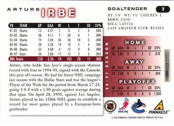 1997-98 Score #7 Arturs Irbe Back