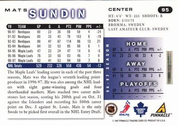 1997-98 Score #95 Mats Sundin Back