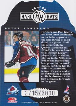 1997-98 Studio - Hard Hats #16 Peter Forsberg Back