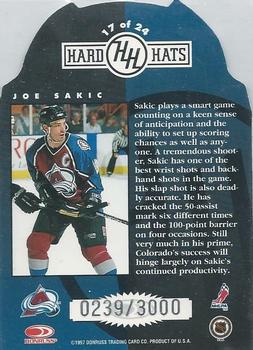 1997-98 Studio - Hard Hats #17 Joe Sakic Back