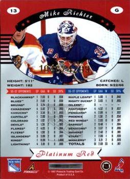 1997-98 Pinnacle Totally Certified #13 Mike Richter Back