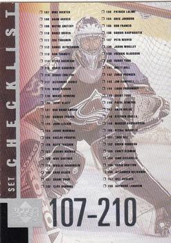 1997-98 Upper Deck #210 Checklist: 107-210 Front