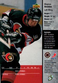 1997-98 Upper Deck #324 Magnus Arvedson Back