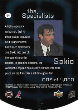 1997-98 Upper Deck - The Specialists #S4 Joe Sakic Back