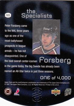 1997-98 Upper Deck - The Specialists #S21 Peter Forsberg Back