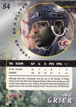 1998-99 Be a Player #54 Mike Grier Back