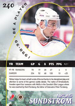 1998-99 Be a Player #240 Niklas Sundstrom Back