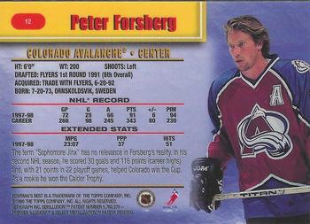1998-99 Bowman's Best #12 Peter Forsberg Back