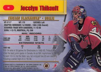 1998-99 Bowman's Best #92 Jocelyn Thibault Back