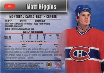 1998-99 Bowman's Best #135 Matt Higgins Back